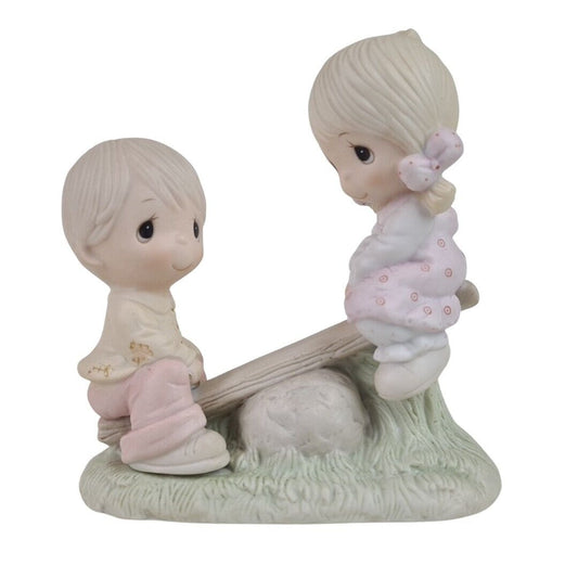 Precious Moments E-1375A Two Children On Teeter Totter Porcelain Figurine