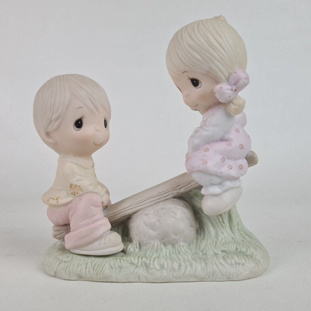 Precious Moments E-1375A Two Children On Teeter Totter Porcelain Figurine