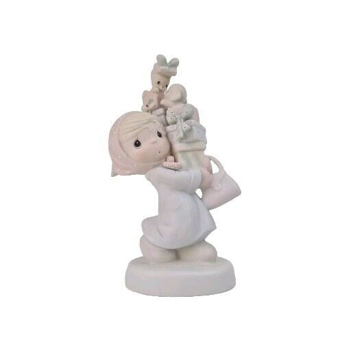 Precious Moments E-2374 Bundles of Joy Girl Christmas Porcelain Figurine Vntg