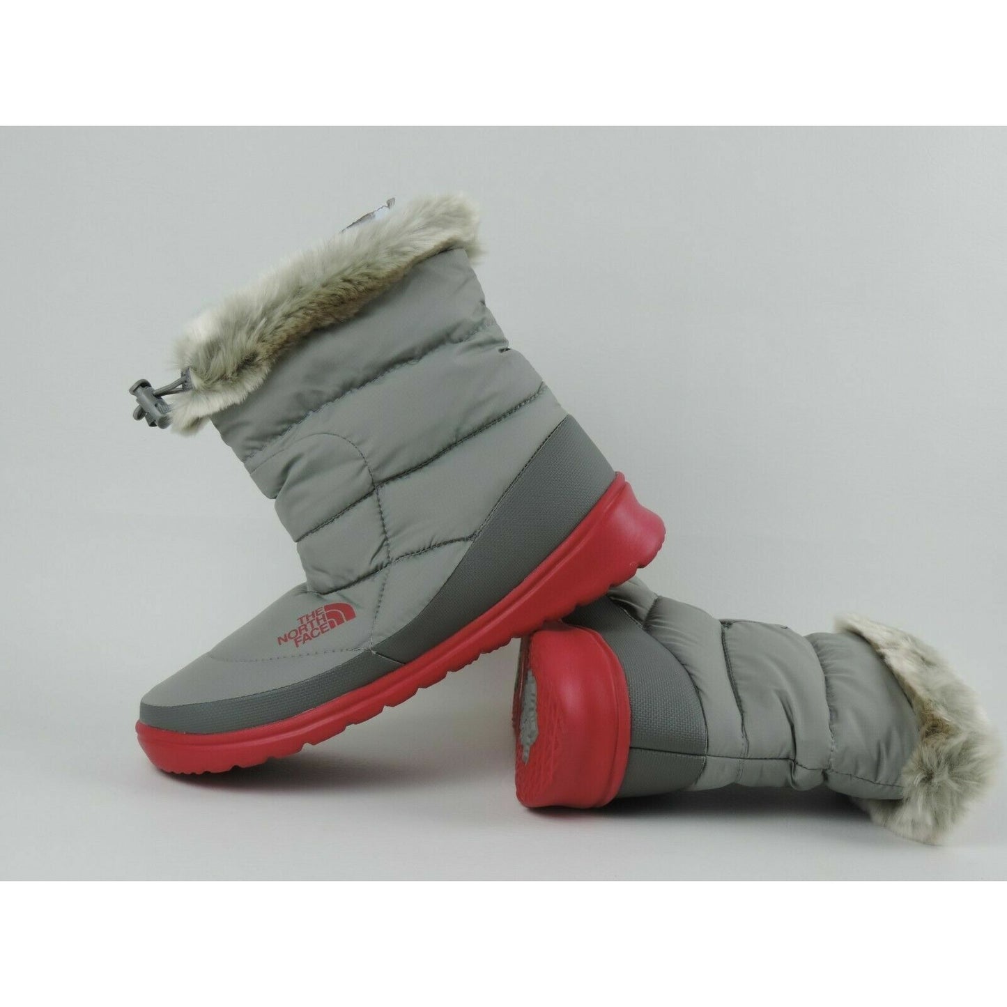 The North Face Nuptse Faux Fur IV Womens Bootie Grey Winter Waterproof Size 11