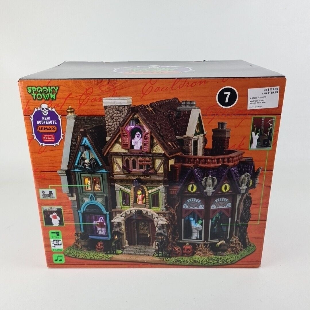 Lemax Spooky Town MADNESS MANOR 45205 Halloween Village LED Lights w/ Sound