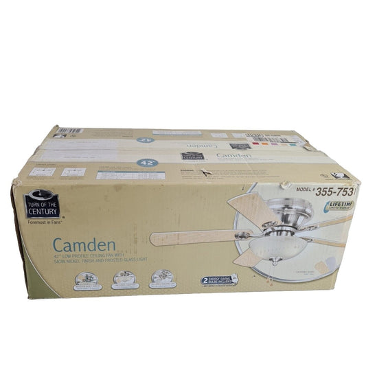 Camden 42" Satin Nickel Finish Frosted Indoor LED Ceiling Fan Light Ventilation