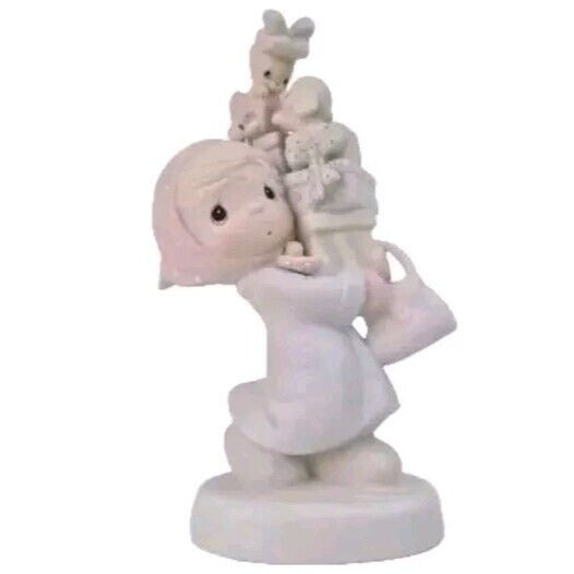 Precious Moments E-2374 Bundles of Joy Girl Christmas Porcelain Figurine Vntg