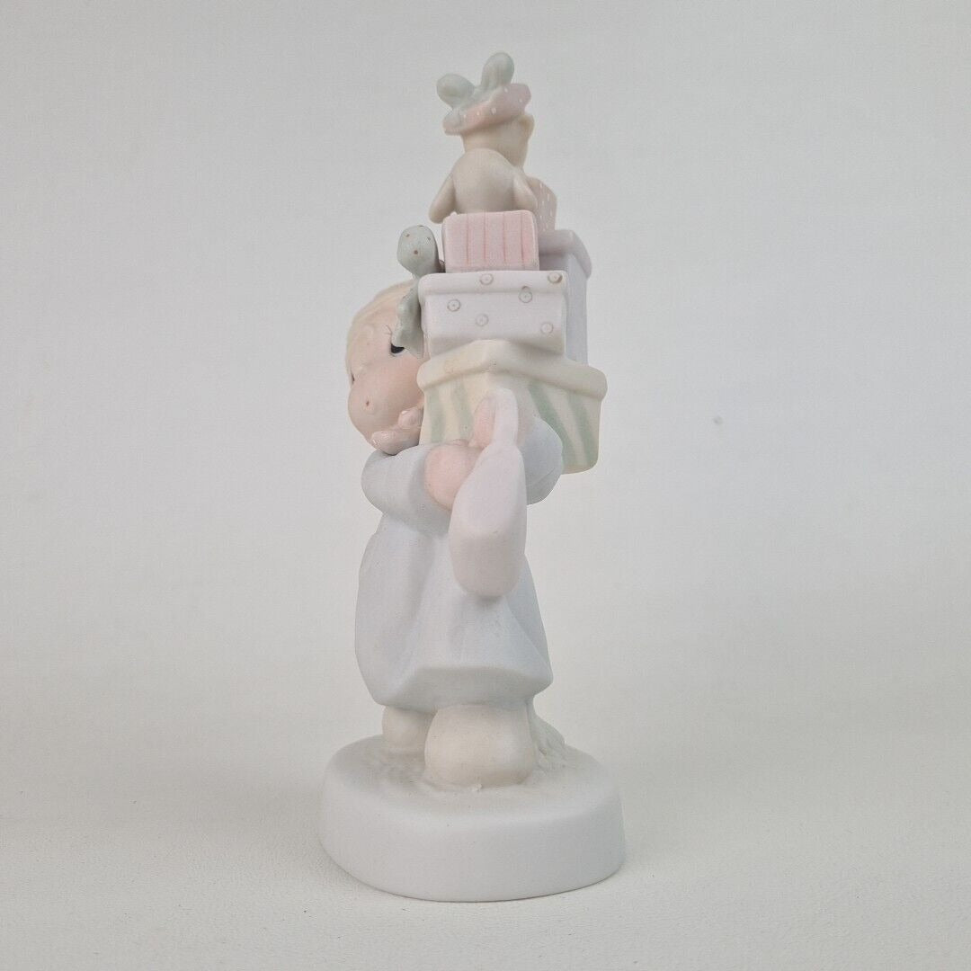 Precious Moments E-2374 Bundles of Joy Girl Christmas Porcelain Figurine Vntg