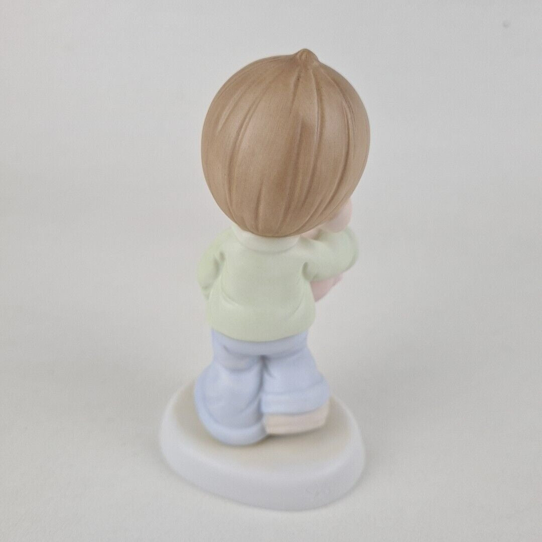 Precious Moments 488321 "YOU CAN'T TAKE IT WITH YOU" Boy Porcelain Figurine