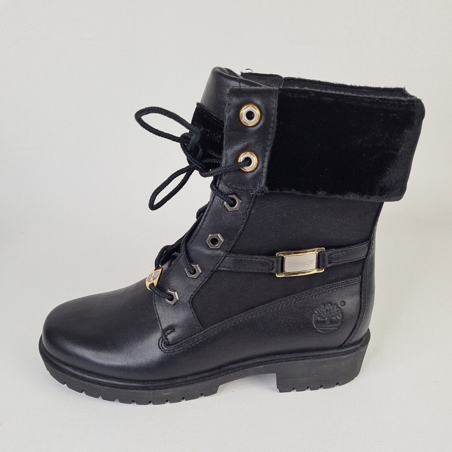 Timberland Lady Premium Fold 8 IN Winter Black 84316 Womens Boots Leather SZ 5.5