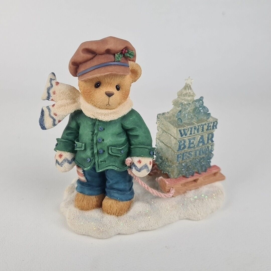 Cherished Teddies 269786 James Boy Pulling Sled Figurine Going My Way Holiday