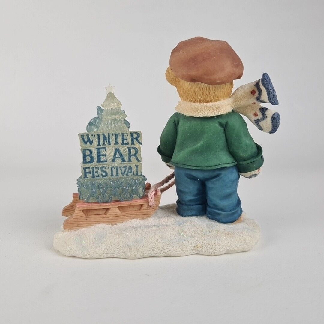 Cherished Teddies 269786 James Boy Pulling Sled Figurine Going My Way Holiday