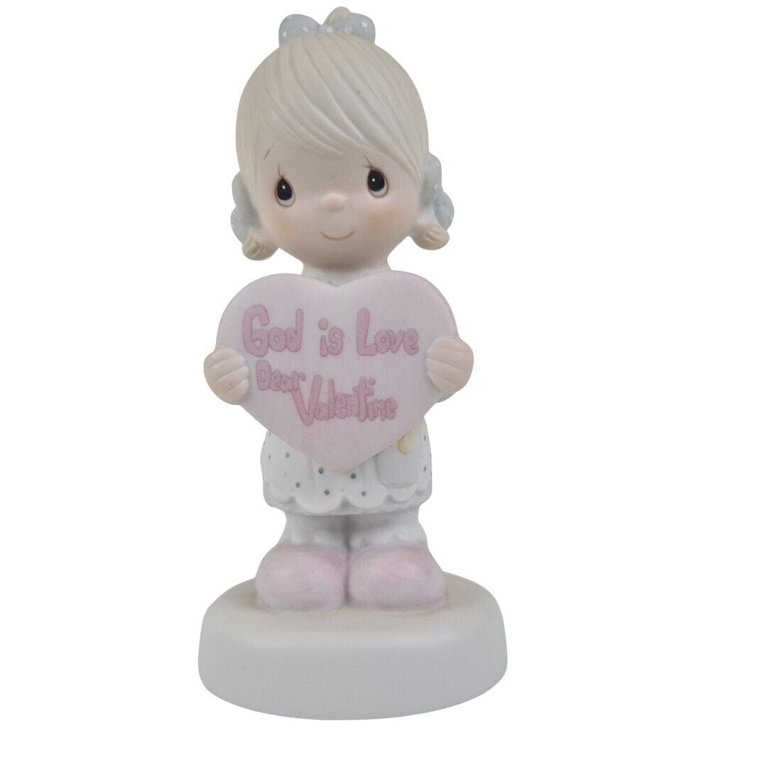 Precious Moments E-7154 Girl Holding Heart God Is Love Dear Valentine Retired