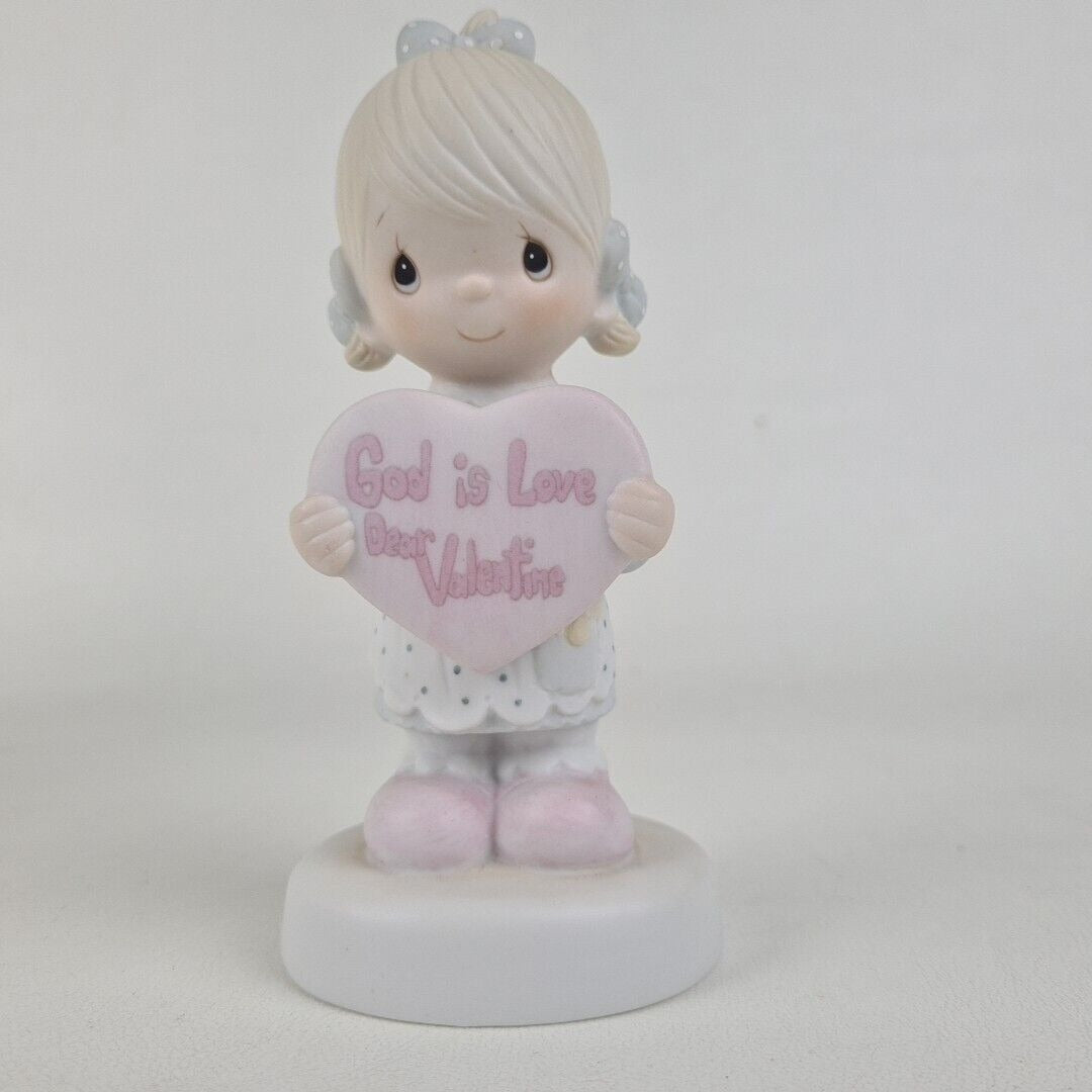 Precious Moments E-7154 Girl Holding Heart God Is Love Dear Valentine Retired