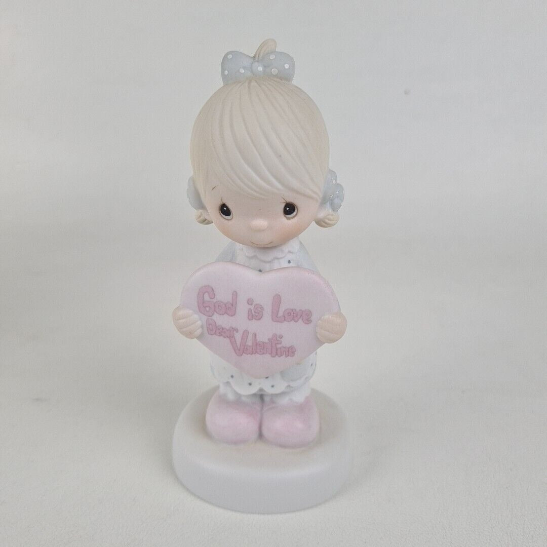 Precious Moments E-7154 Girl Holding Heart God Is Love Dear Valentine Retired