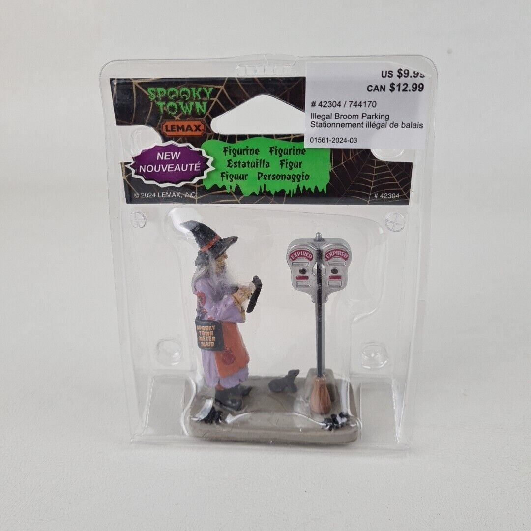 Lemax 42304 Spooky Town Illegal Broom Parking Meter Maid Figurine Village