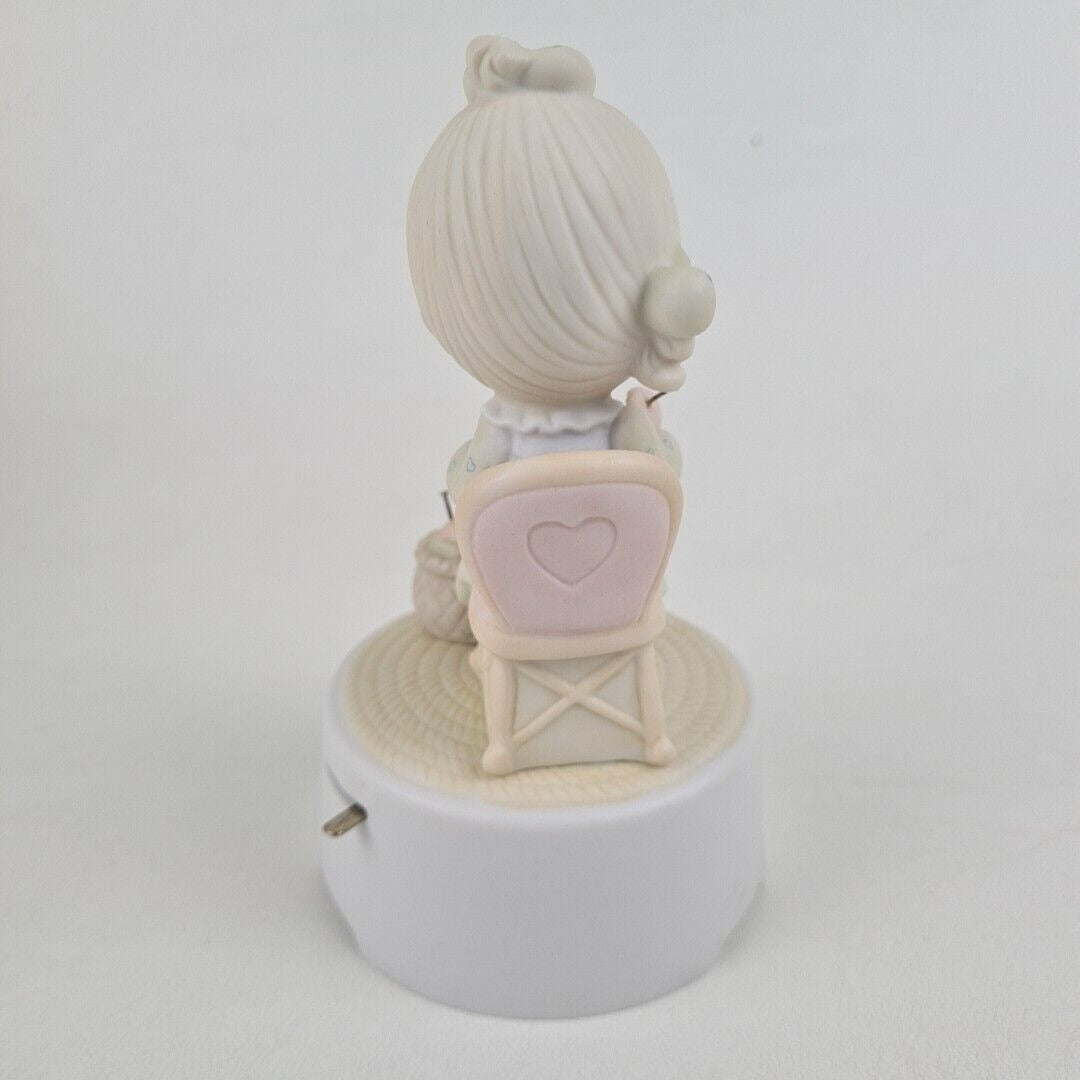 Precious Moments E-7182 Mother Sew Dear Musical Box Porcelain Figurine Vintage