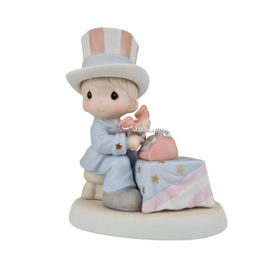 Precious Moments 681059E "Let Freedom Ring" Boy Porcelain Figurine Vintage