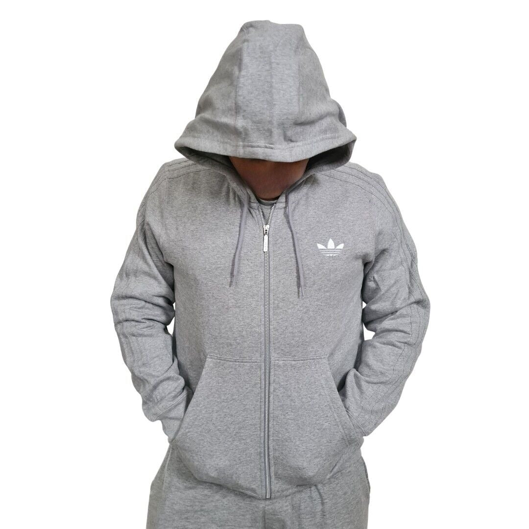 Adidas D84090 Trefoil SPO Hooded FLOC Fleece Sweatshirt Grey Men Size XL