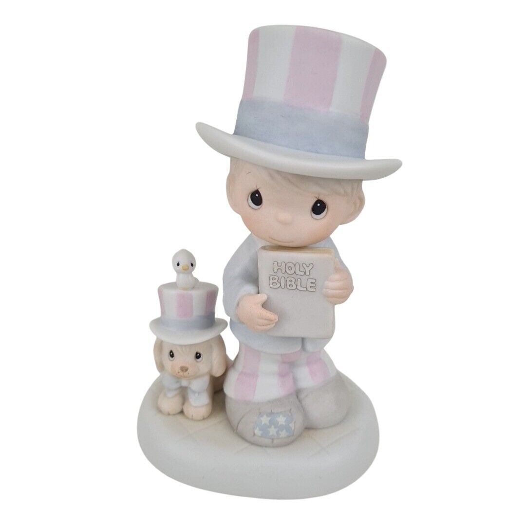 Precious Moments 102938 God Bless America Holy Boy Porcelain Figurine Vintage